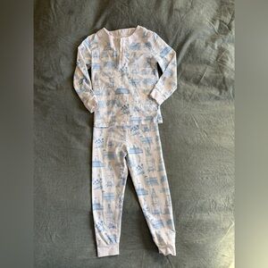 Newport Nowhere Cotton Boutique Nautical Pajama Set - Light Blue and White